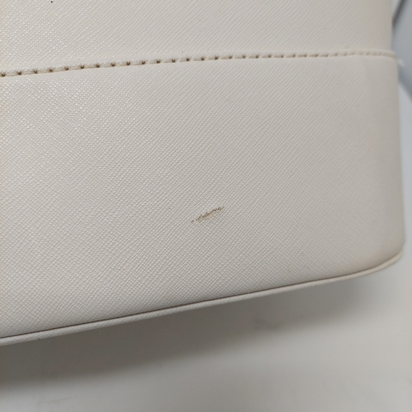 Anne Klein Shimmer Down Dome Satchel Off White Double Handle Handbag Crossbody - Picture 6 of 15